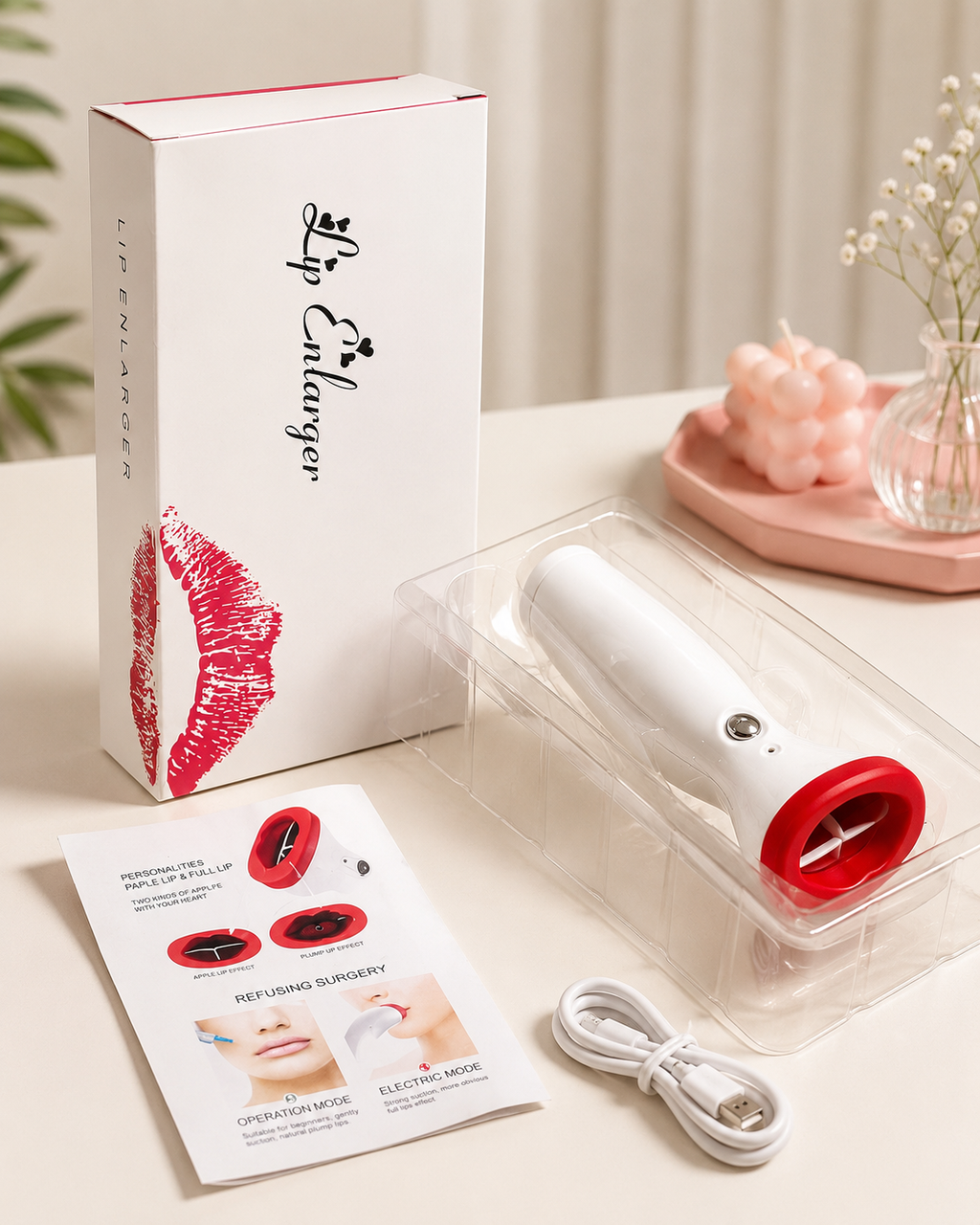 جهاز تكبير الشفاه الكهربائي — شفاه ممتلئة وجذابة بدون حقن  💋
