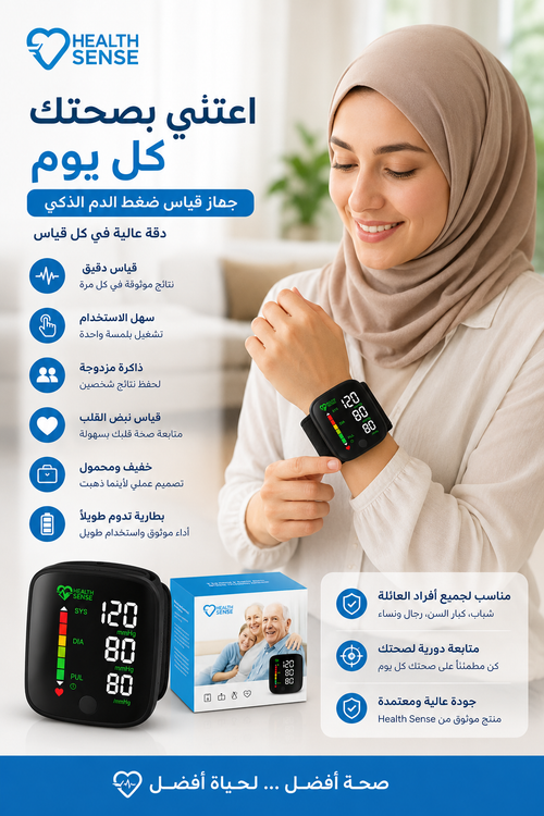 جهاز قياس الضغط الذكي على المعصم🩺